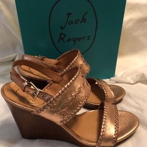 NWOT Metallic Jack Rogers Leather Wedges